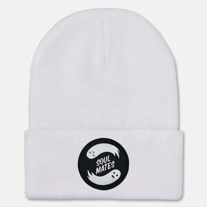 Soul Mates Ghost white cuffed beanie